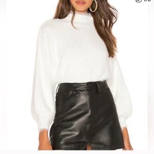 Line & Dot Cream Fuzzy Sweater